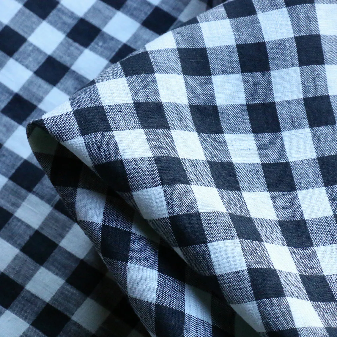 Remnant of Uma Check Navy - Gingham Linen