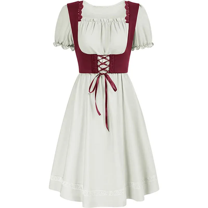 Renaissance Pastoral Square Neck High Waist Dress