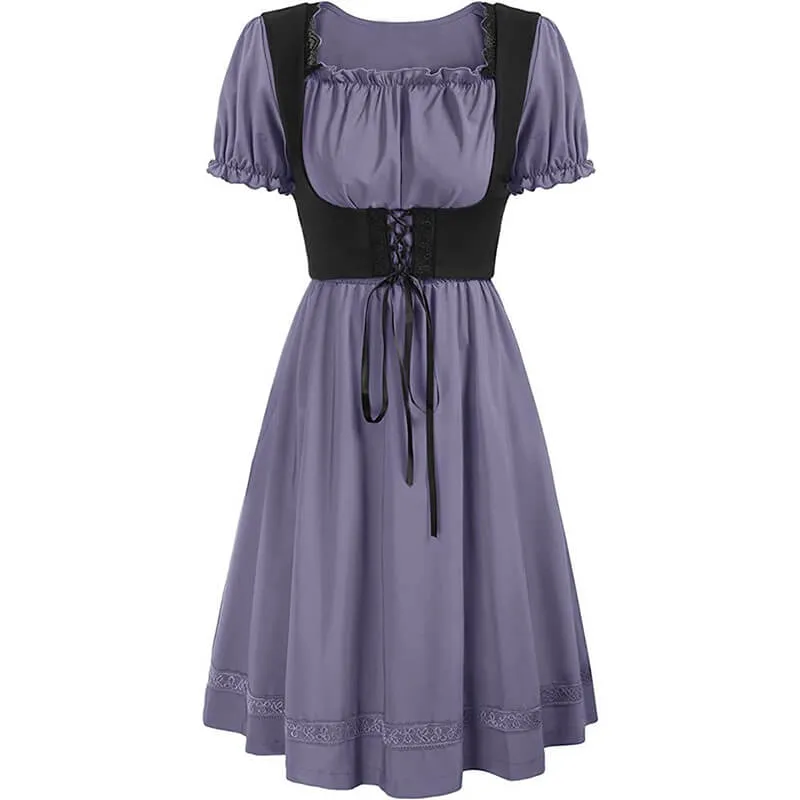 Renaissance Pastoral Square Neck High Waist Dress