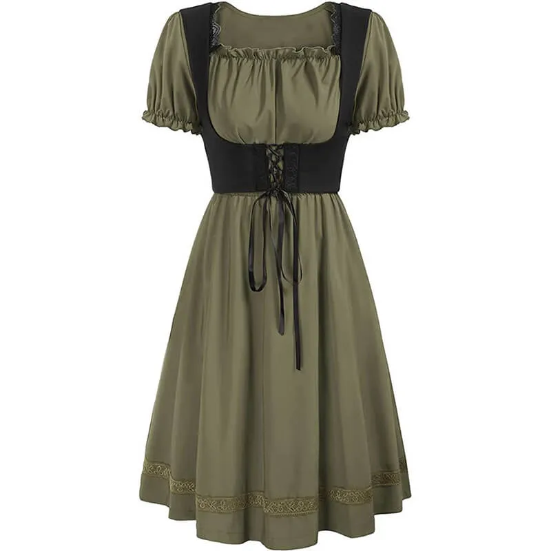 Renaissance Pastoral Square Neck High Waist Dress