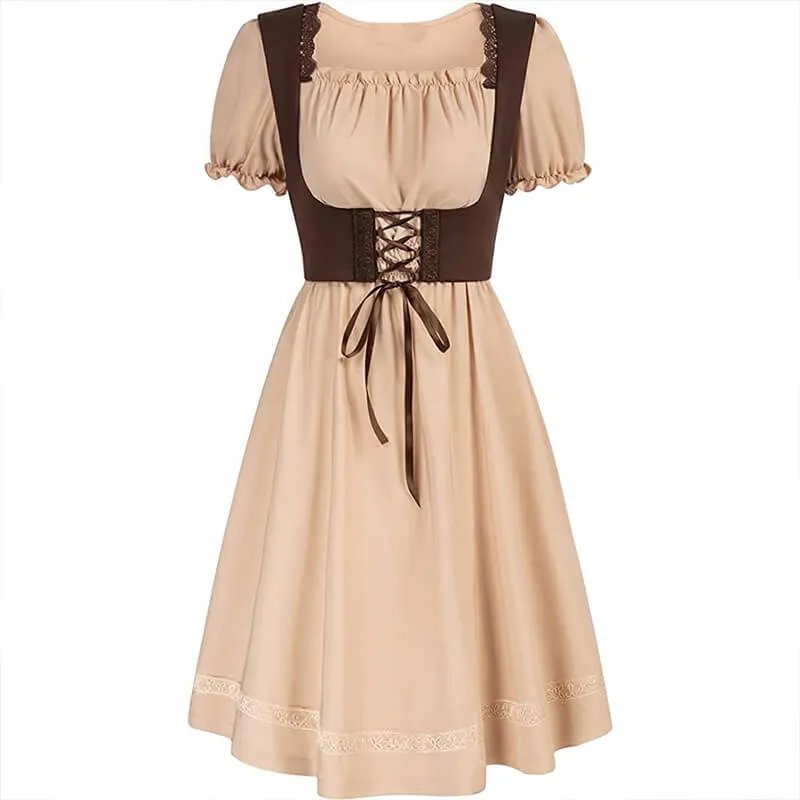 Renaissance Pastoral Square Neck High Waist Dress