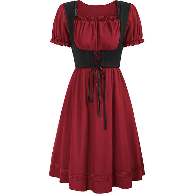 Renaissance Pastoral Square Neck High Waist Dress