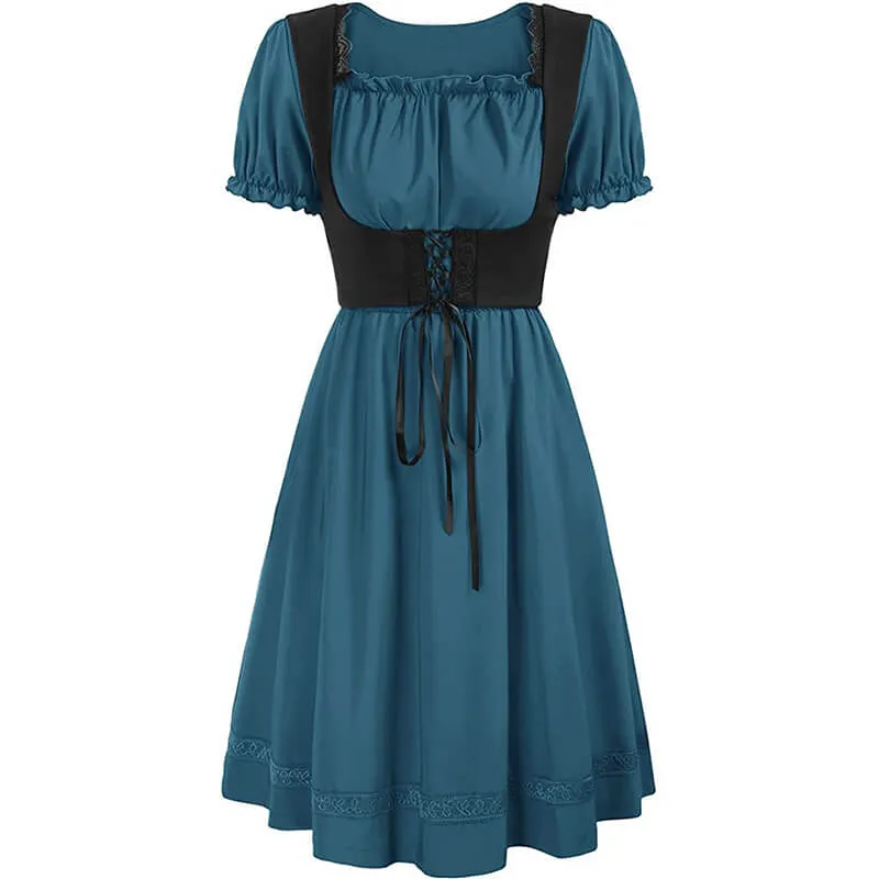 Renaissance Pastoral Square Neck High Waist Dress