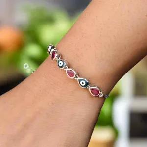 Silver Alternative Pink And Evil Gems Bracelet For Women's