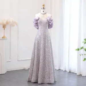 Sparkly Sequin Off Shoulder Pink Halter Evening Dress SS507