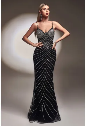 Spotlight | Fitted Glitter Print Gown | LaDivine CR866