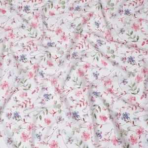 Spring Blossom Cotton Voile Fabric - 110cm Wide, Delicate Watercolor Floral from India-D18535