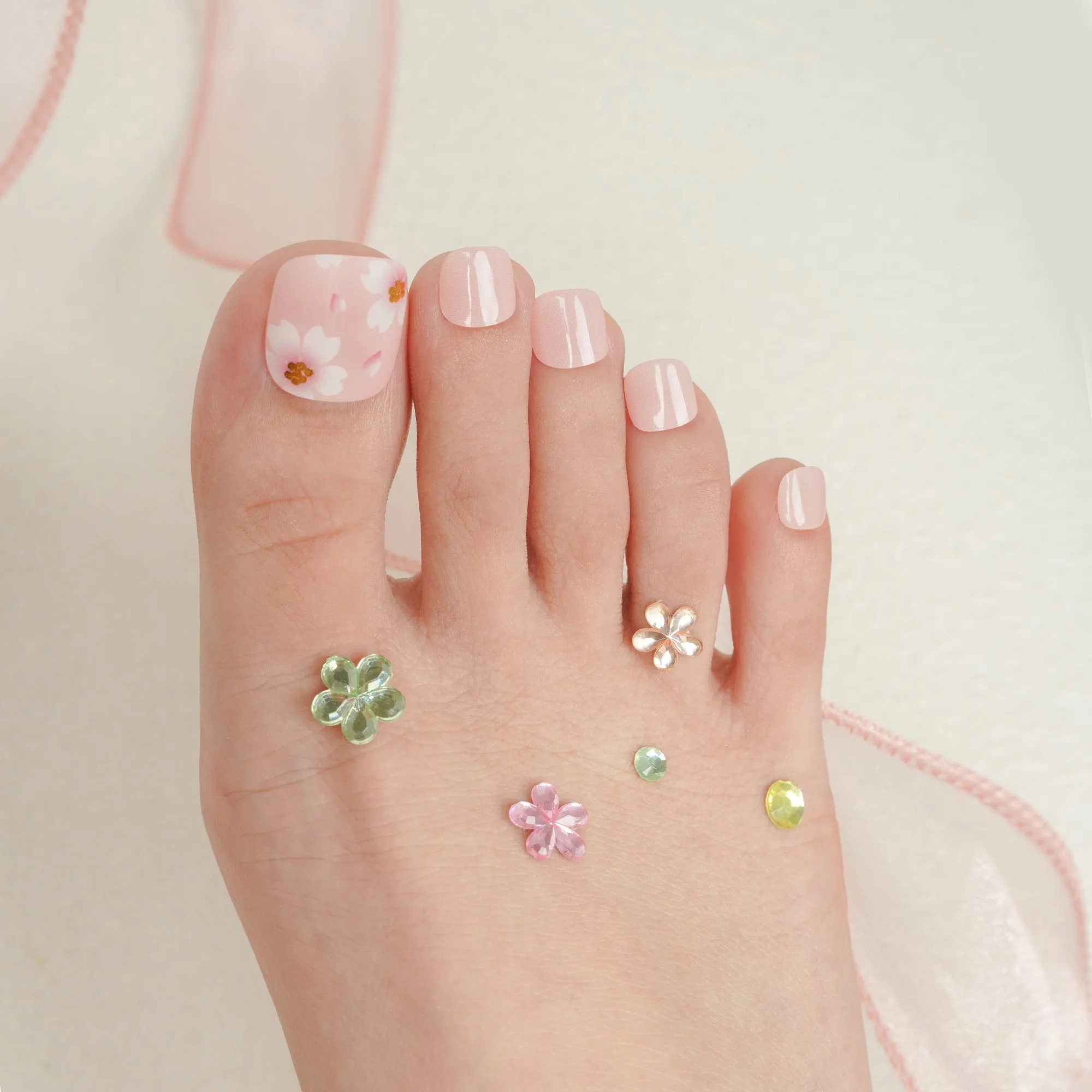 Spring Blossom Semi-Cured Gel Toe Nail Strips | Flowers - 2537