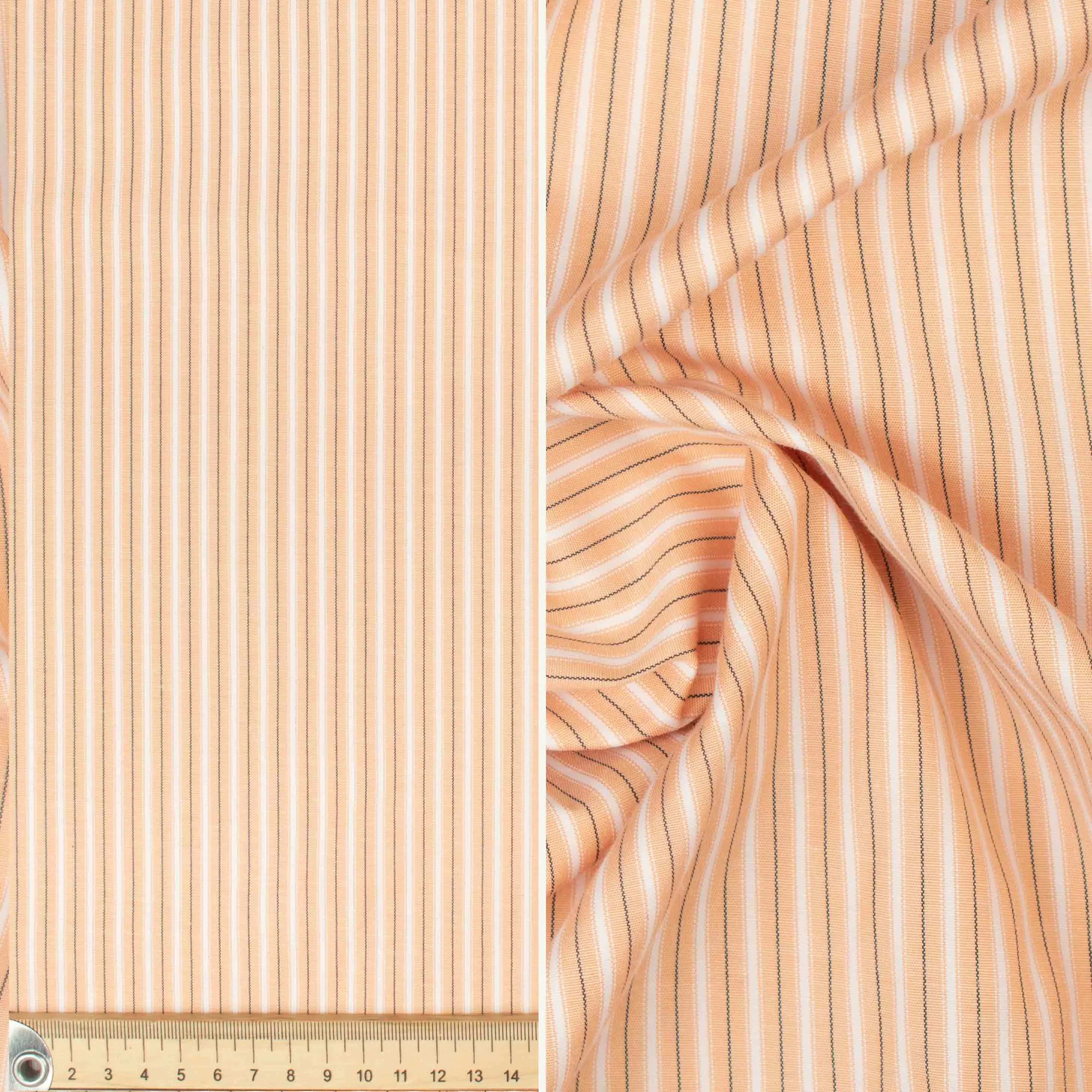 Stripe Shirting Design-16 Coral & White