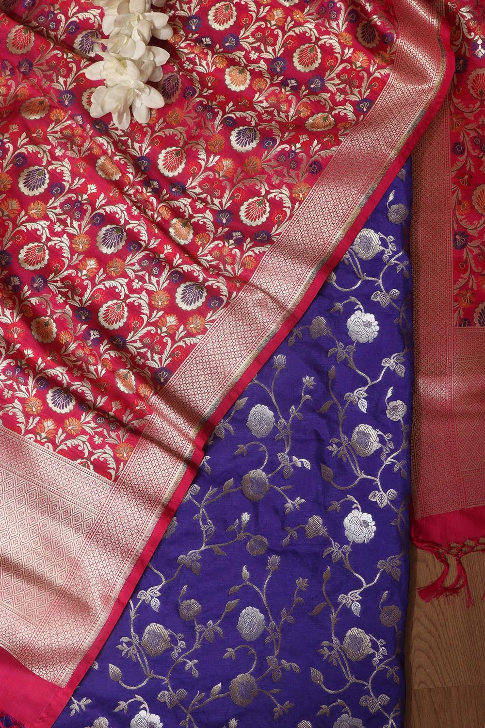 Stunning Elegant Blue Banarasi Silk Sona Roopa Suit With Banarasi Kimkhwab Design Silk Dupatta