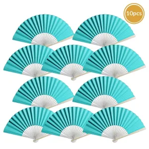 Turquoise Paper Folding Fan (10 pack)