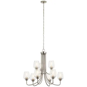 Valserrano 32 in. 9 Lights Chandelier Brushed Nickel Finish Clear Seeded