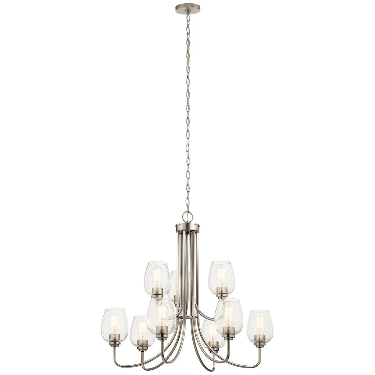 Valserrano 32 in. 9 Lights Chandelier Brushed Nickel Finish Clear Seeded