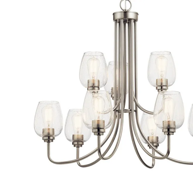 Valserrano 32 in. 9 Lights Chandelier Brushed Nickel Finish Clear Seeded