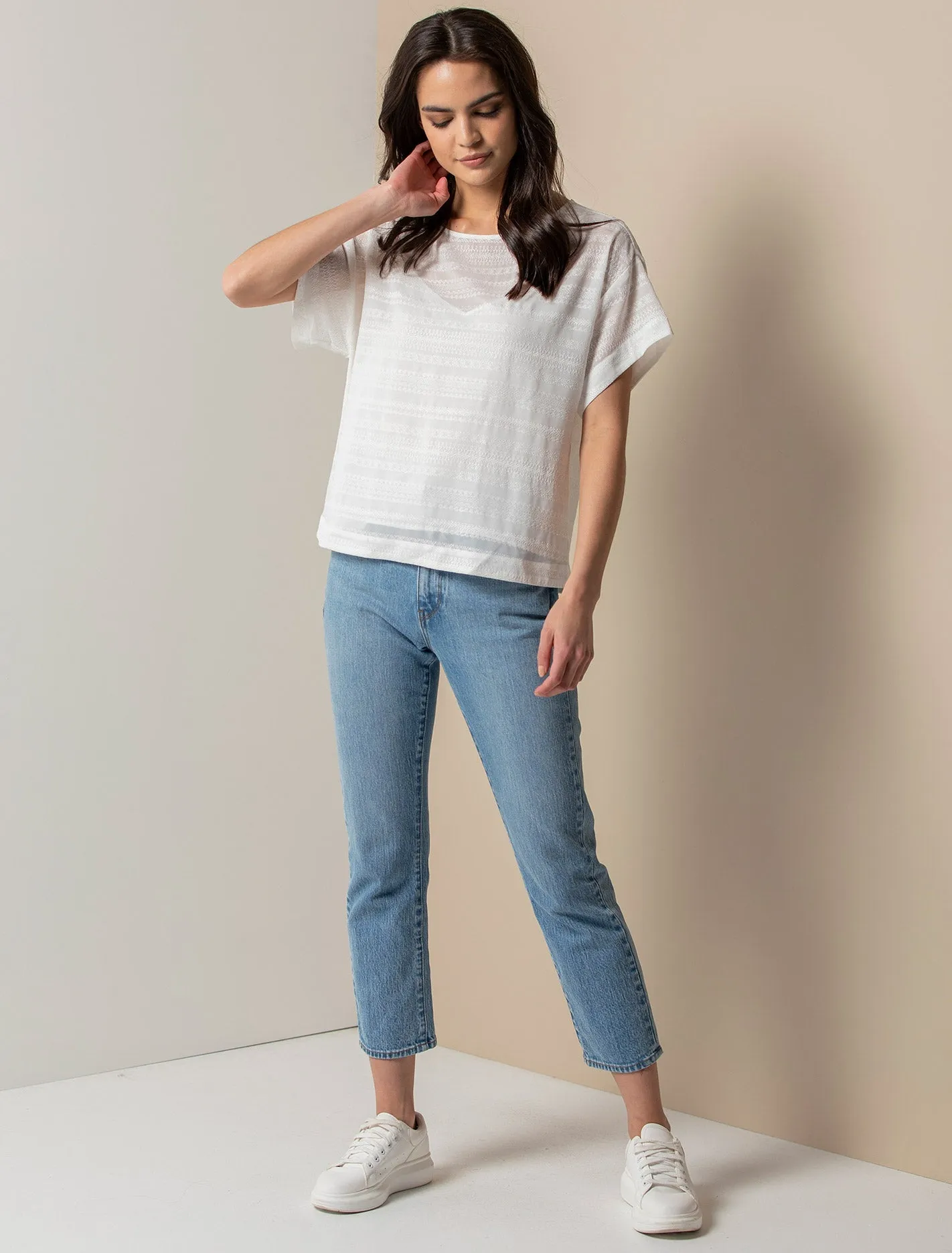 Venus Embroidered Spliced Tee