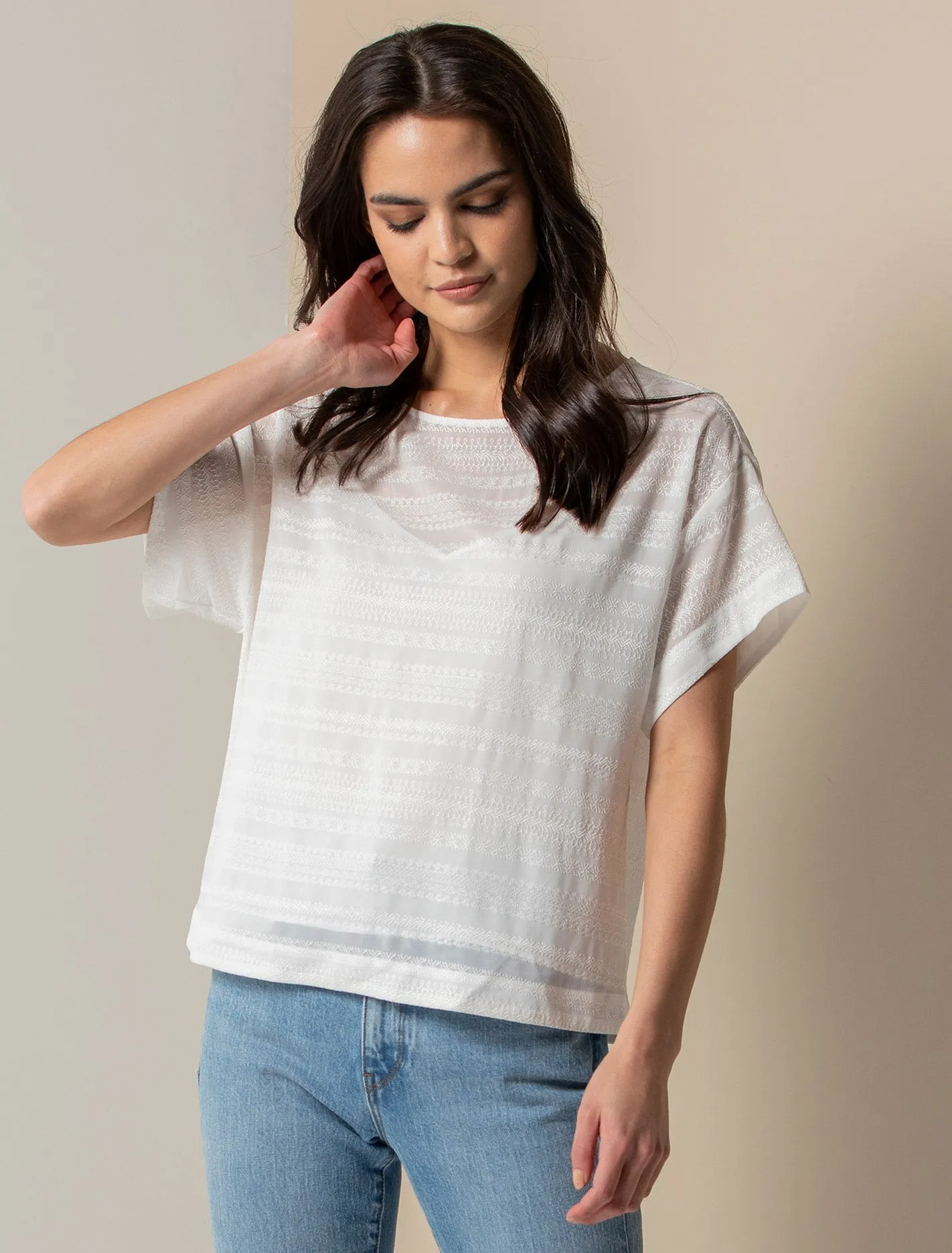 Venus Embroidered Spliced Tee