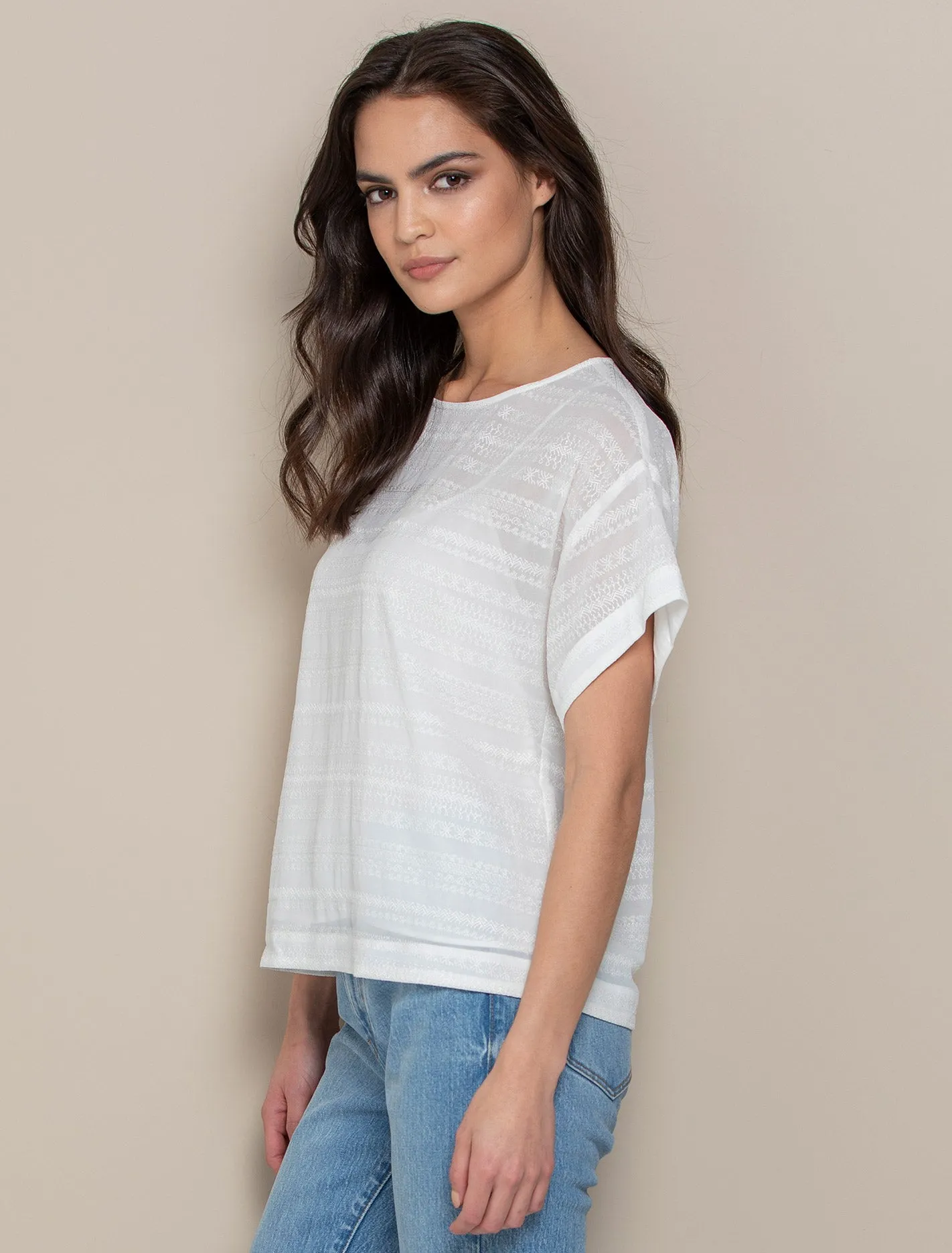Venus Embroidered Spliced Tee