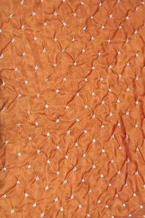 Vibrant Orange Bandhani Gajji Silk Fabric ( 6 Mtr )