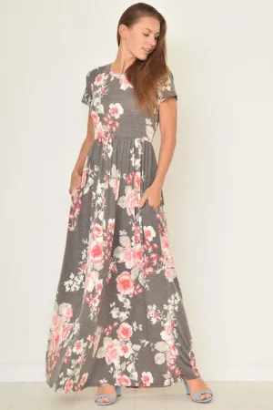 Vintage Floral Maxi Dress With Pockets