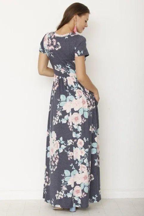 Vintage Floral Maxi Dress With Pockets