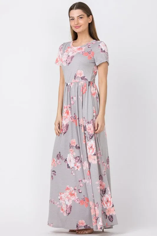 Vintage Floral Maxi Dress With Pockets