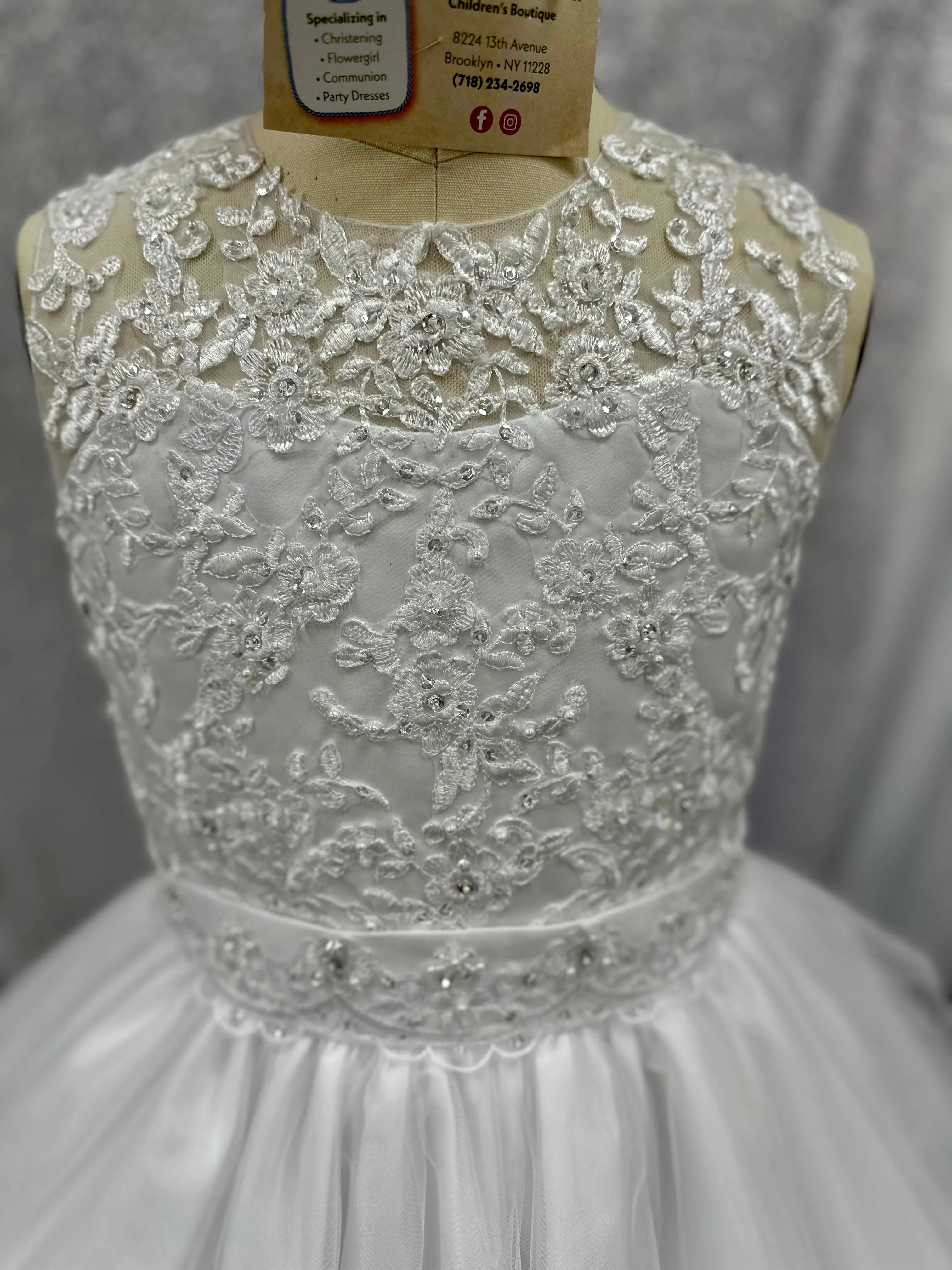 White Pearl Communion Dress