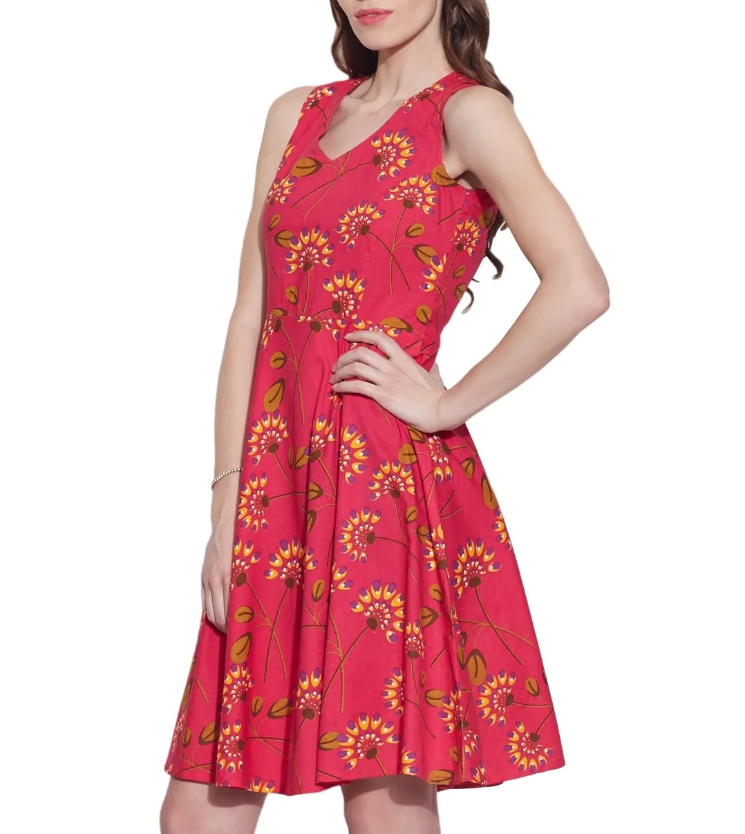 Women's Apparel Cotton Printed Dress,Machine Washable,W-CPD32-1605, Size-32 Inch